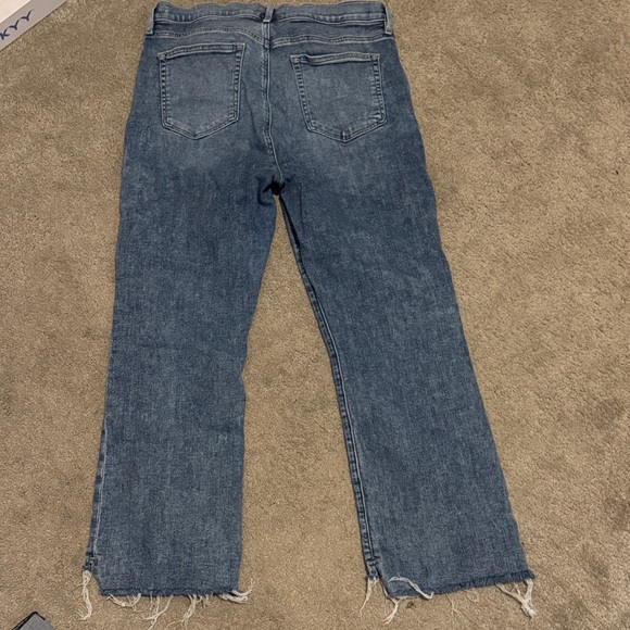 LOFT Mid-Blue Wide-Leg Jeans with Raw Hem - Picture 5 of 7